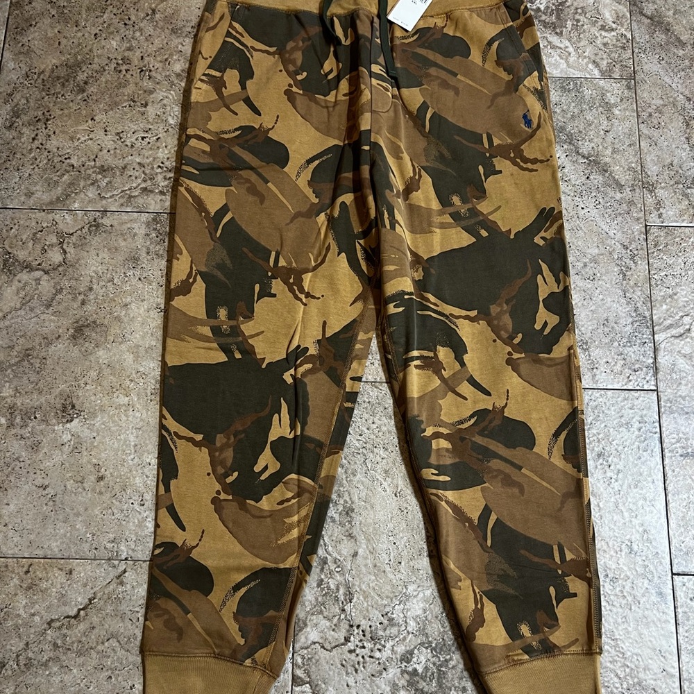 Polo Ralph Lauren Mens Fleece Tapered Jogger Pants Size XXL Brown Camo